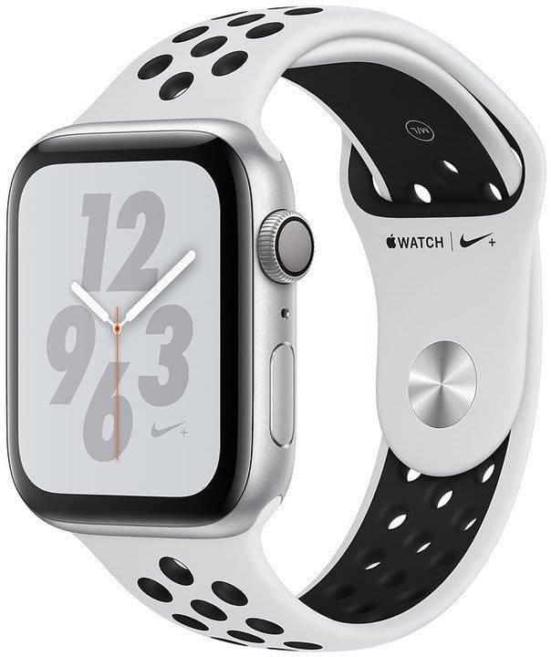 Uhren Apple Watch + Series 4 GPS, 40mm Silver Aluminium Case with Pure Platinum/Black Sport Band