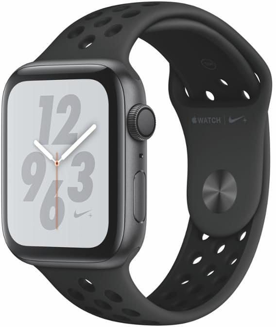 Uhren Apple Watch + Series 4 GPS, 44mm Space Grey Aluminium Case with Anthracite/Black Sport Band